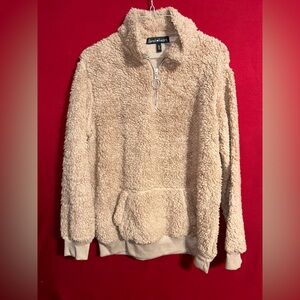 Derek Heart Tan Sherpa Half-Zip Pullover